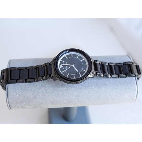 Brighton Carpinteria Watch Dark Bronze Black Acrylic Chunky Retired Quartz 7.5" - Picture 5 of 12